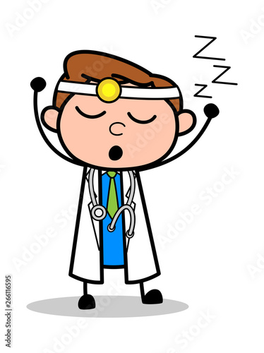 Sleeping - Professional Cartoon Doctor Vector Illustration