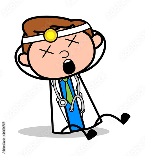 Screaming with Pain - Professional Cartoon Doctor Vector Illustration