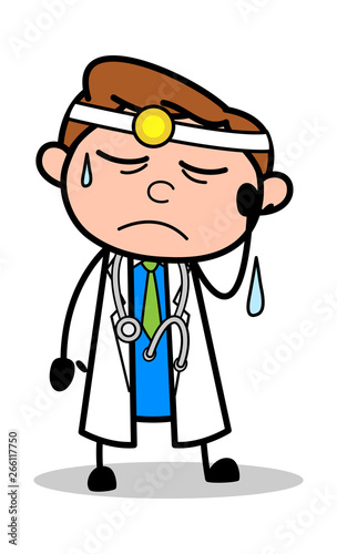 Headache - Professional Cartoon Doctor Vector Illustration