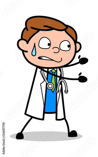 Holded with Full of Force - Professional Cartoon Doctor Vector Illustration
