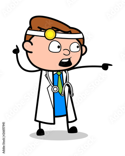 Showing the Direction - Professional Cartoon Doctor Vector Illustration