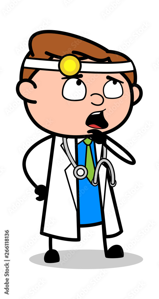 Confused - Professional Cartoon Doctor Vector Illustration Confused - Professional Cartoon Doctor Vector Illustration