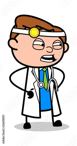 Feeling Irritation - Professional Cartoon Doctor Vector Illustration