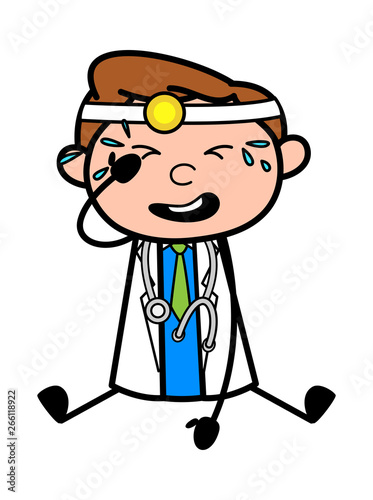 Crying - Professional Cartoon Doctor Vector Illustration