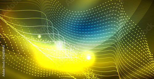 Color neon lights with waves abstract background
