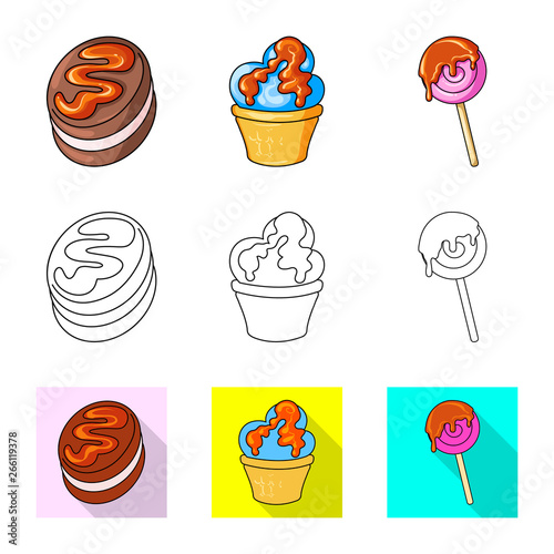 Vector illustration of confectionery and culinary icon. Collection of confectionery and product vector icon for stock.