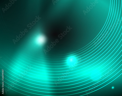 Dark space with neon color glowing lights abstract background