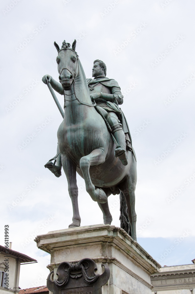 Statue of Ferdinando I de' Medici at he Piazza della Santissima Annunziata in Florence, Italy 