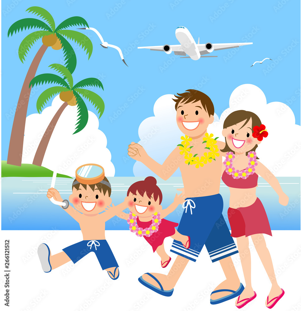 リゾート地に家族旅行に来た家族stock Vector Adobe Stock リゾート地に家族旅行に来た家族stock Vector Adobe Stock