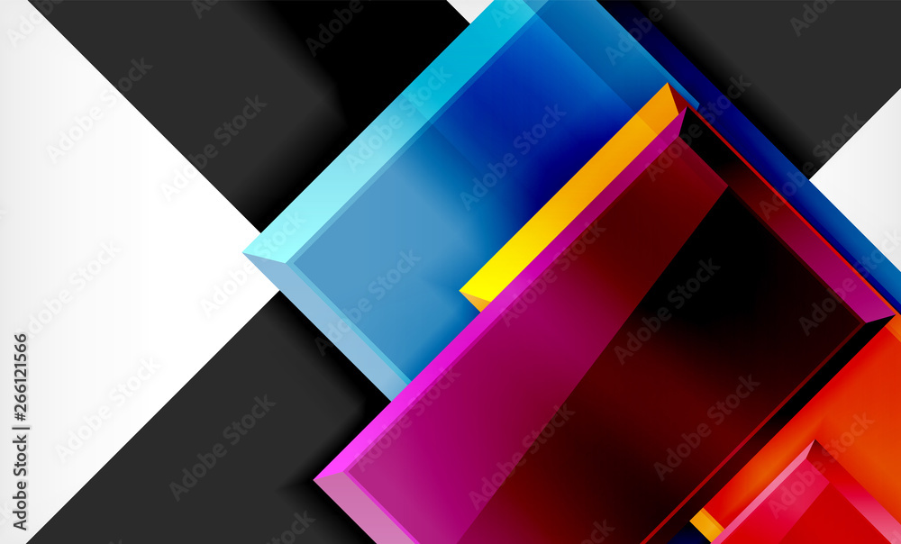 Bright colorful square shape blocks geometrical background