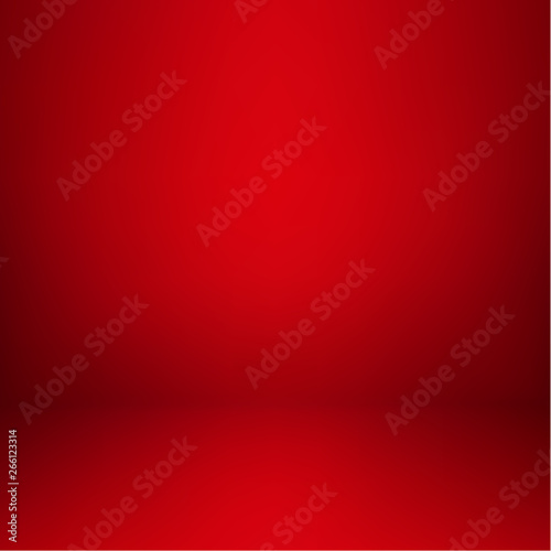 Empty red studio room interior. Clean workshop for photography or presentation. Vector illustration