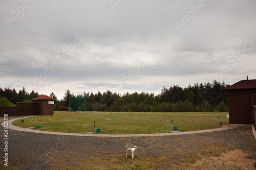 Shooting range for skeet - shelters for throwing machines
