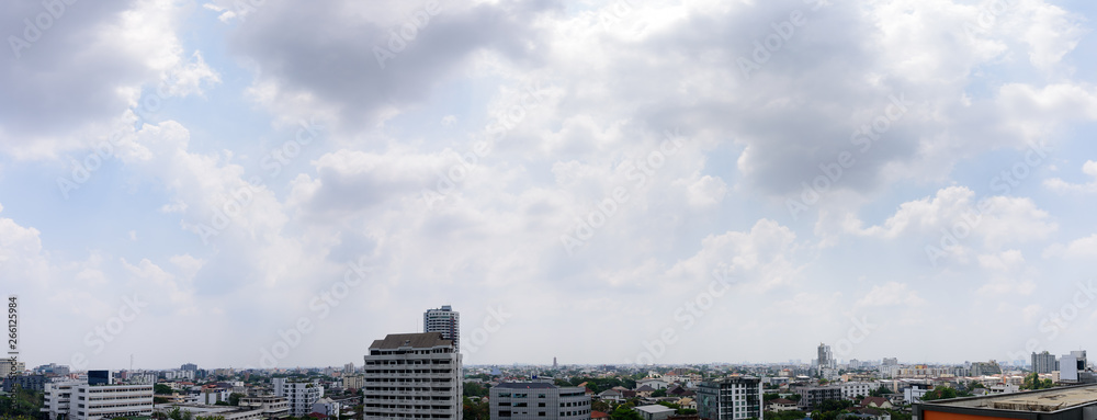 The nature of blue sky with cloudy and city in bangkok, thailand.