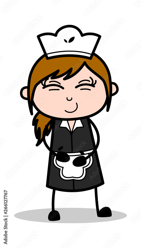 Full of Tummy - Retro Cartoon Waitress Female Chef Vector Illustration Full of Tummy - Retro Cartoon Waitress Female Chef Vector Illustration
