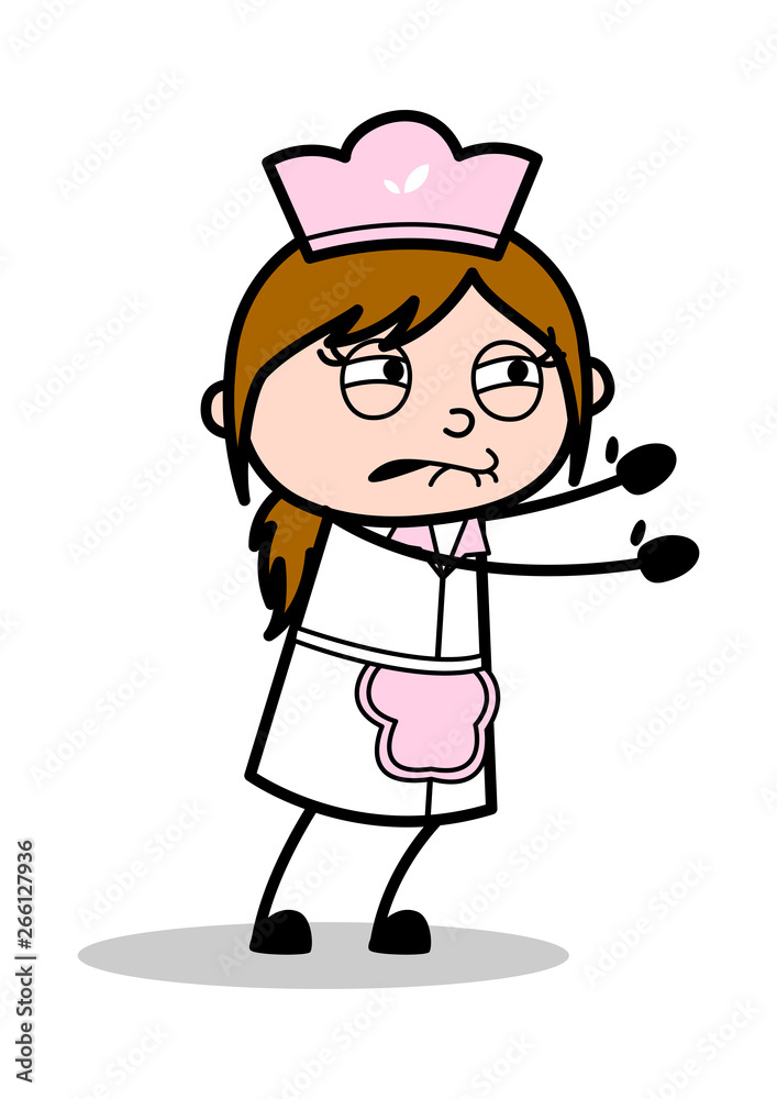 Trying to Pull - Retro Cartoon Waitress Female Chef Vector Illustration Trying to Pull - Retro Cartoon Waitress Female Chef Vector Illustration