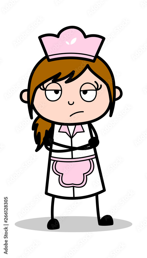 Angry Mood - Retro Cartoon Waitress Female Chef Vector Illustration Angry Mood - Retro Cartoon Waitress Female Chef Vector Illustration