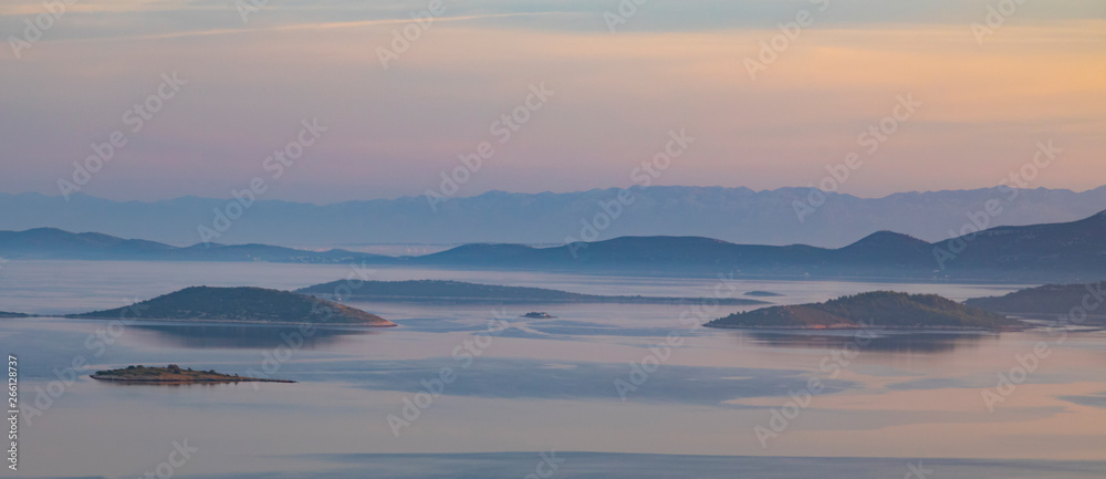 misty morning over croatian islands