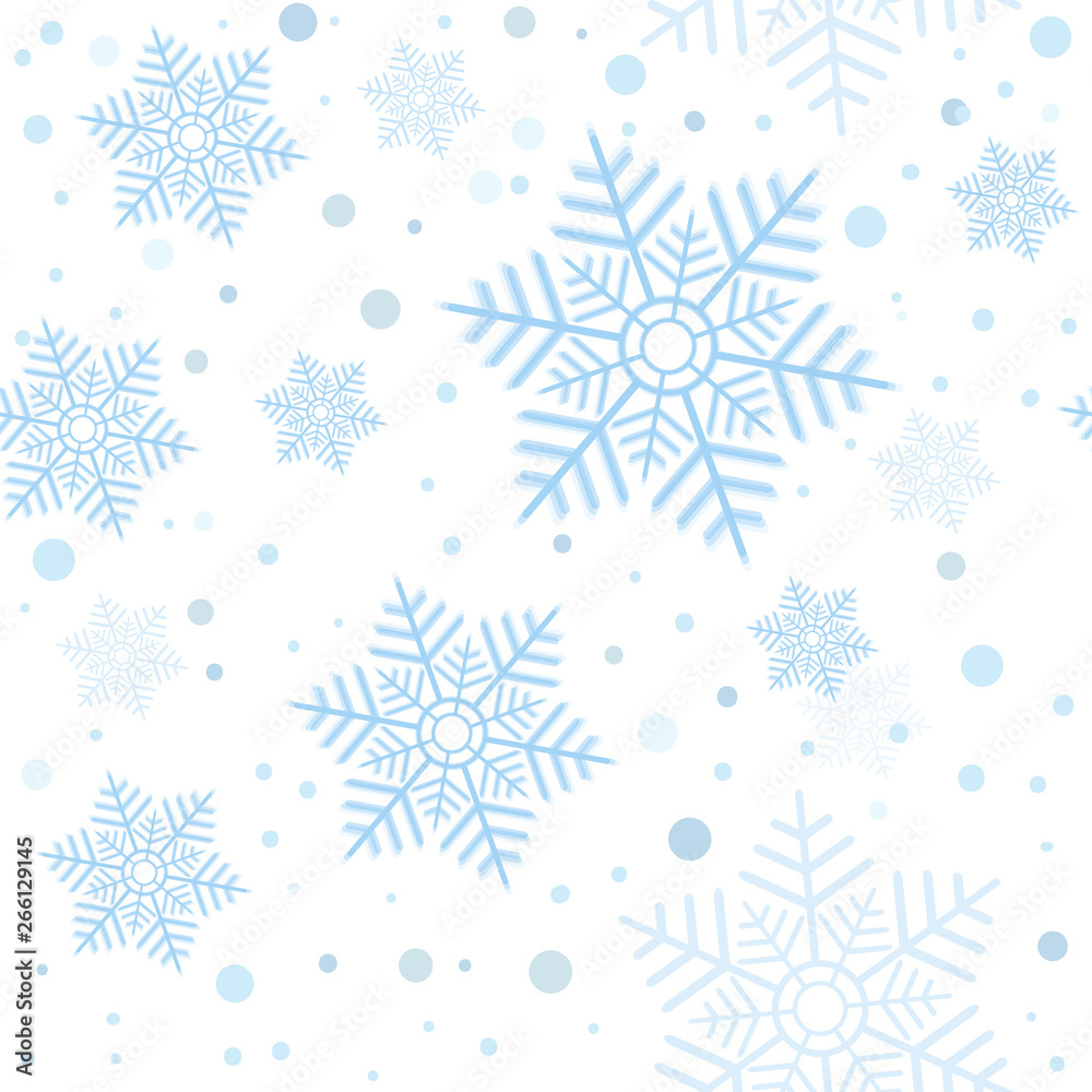 Seamless pattern with blue snowflakies and dots Seamless pattern with blue snowflakies and dots