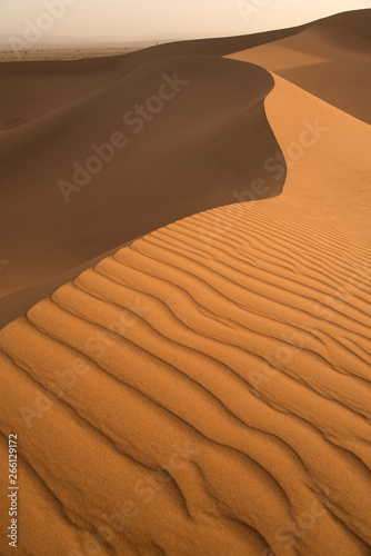 Desert  landscape with a little tourist  silhouette