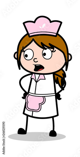 Talking Style - Retro Cartoon Waitress Female Chef Vector Illustration