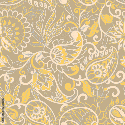 Paisley Pattern. Seamless Damask Textile Background