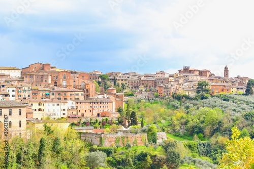 Panoramic View of the Medieval Town of Siena in Tuscany, Italy