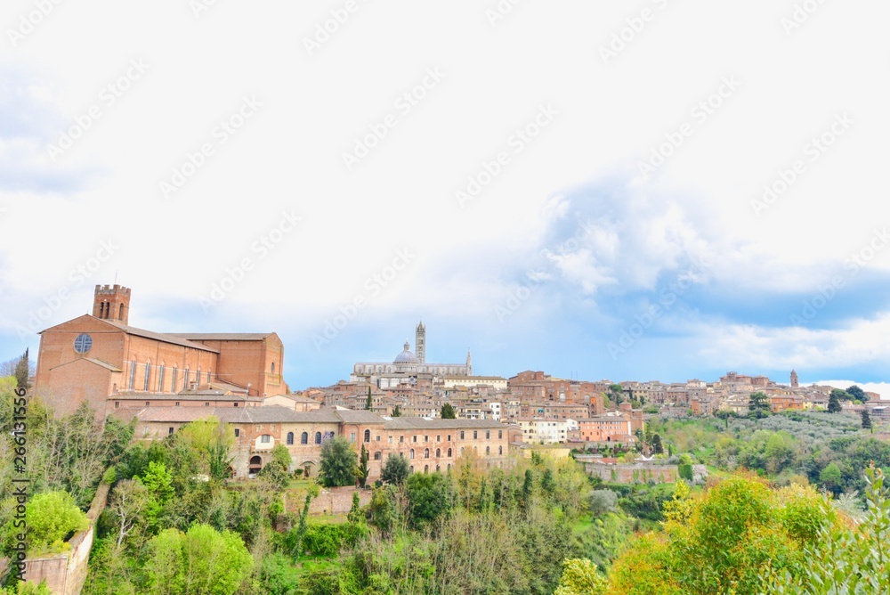 Panoramic View of Siena, a Medieval Town in Tuscany Region