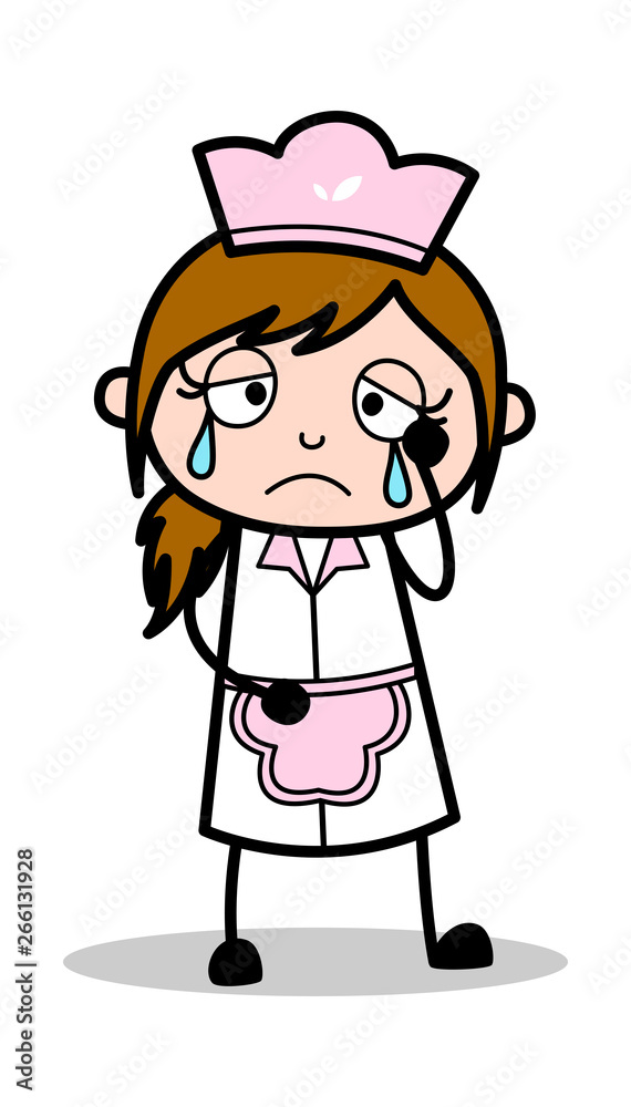 Unhappy - Retro Cartoon Waitress Female Chef Vector Illustration Unhappy - Retro Cartoon Waitress Female Chef Vector Illustration
