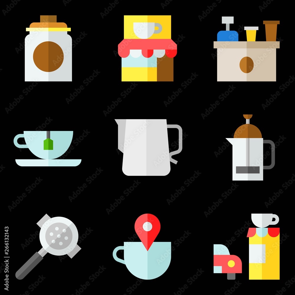 Coffee related vector icon set 4, flat stye