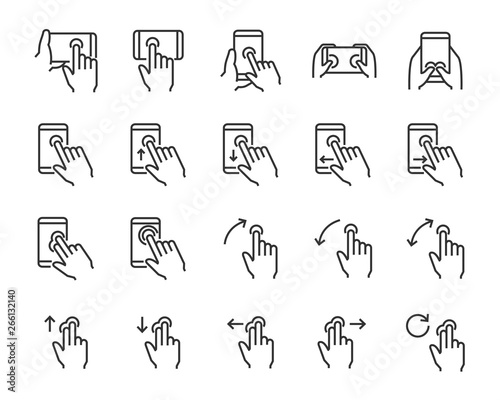 set of phone icons, such as hand, app, phone, tap, touch, laptop, computer
