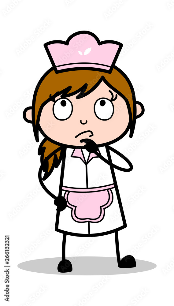 Remembering - Retro Cartoon Waitress Female Chef Vector Illustration Remembering - Retro Cartoon Waitress Female Chef Vector Illustration