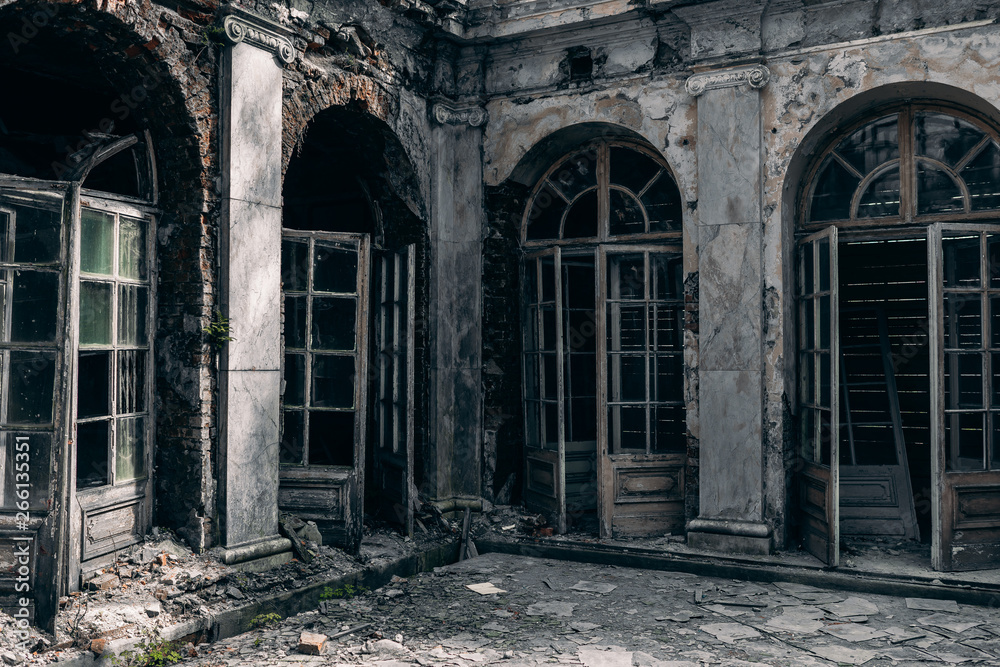 Antique doors in an abandoned house	