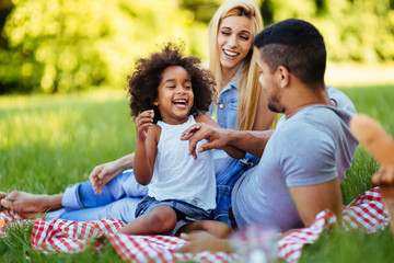 Happy family having fun time on picnic