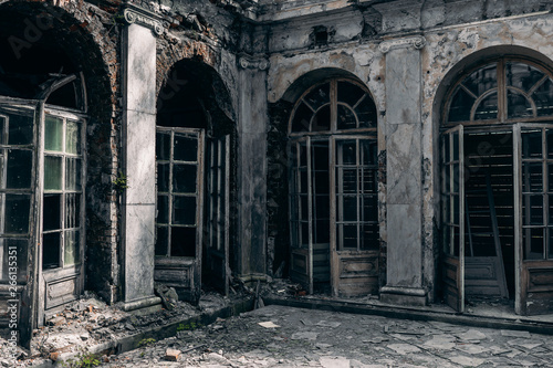 Antique doors in an abandoned house 