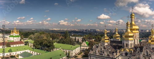 Kiev - September 28, 2018: Panoramic view of the Orthodox Pechersk Lavra monastery in Kiev, Ukraine