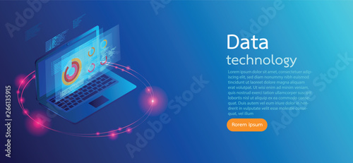 Modern design isometric concept business.Computer, laptop, smartphone on blue background.Flat web icons for mobile apps, 3d isometric flat design. Vector illustration.