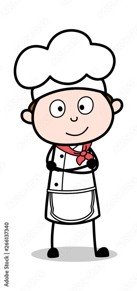 Staring and Smiling - Cartoon Waiter Male Chef Vector Illustration Staring and Smiling - Cartoon Waiter Male Chef Vector Illustration