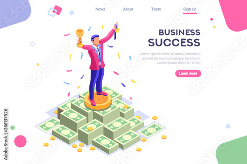 Header, screen increase, competition interface. Earn application, can use for web banner, infographics, hero images. Flat isometric vector illustration isolated on white background