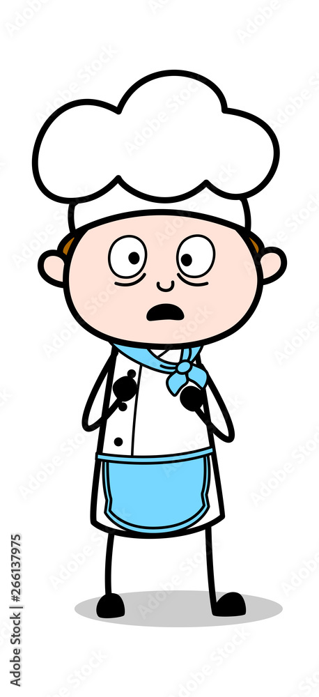 Terrified - Cartoon Waiter Male Chef Vector Illustration Terrified - Cartoon Waiter Male Chef Vector Illustration