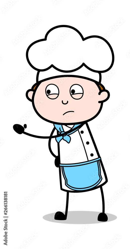 Showing Slap and Giving Warning - Cartoon Waiter Male Chef Vector Illustration Showing Slap and Giving Warning - Cartoon Waiter Male Chef Vector Illustration