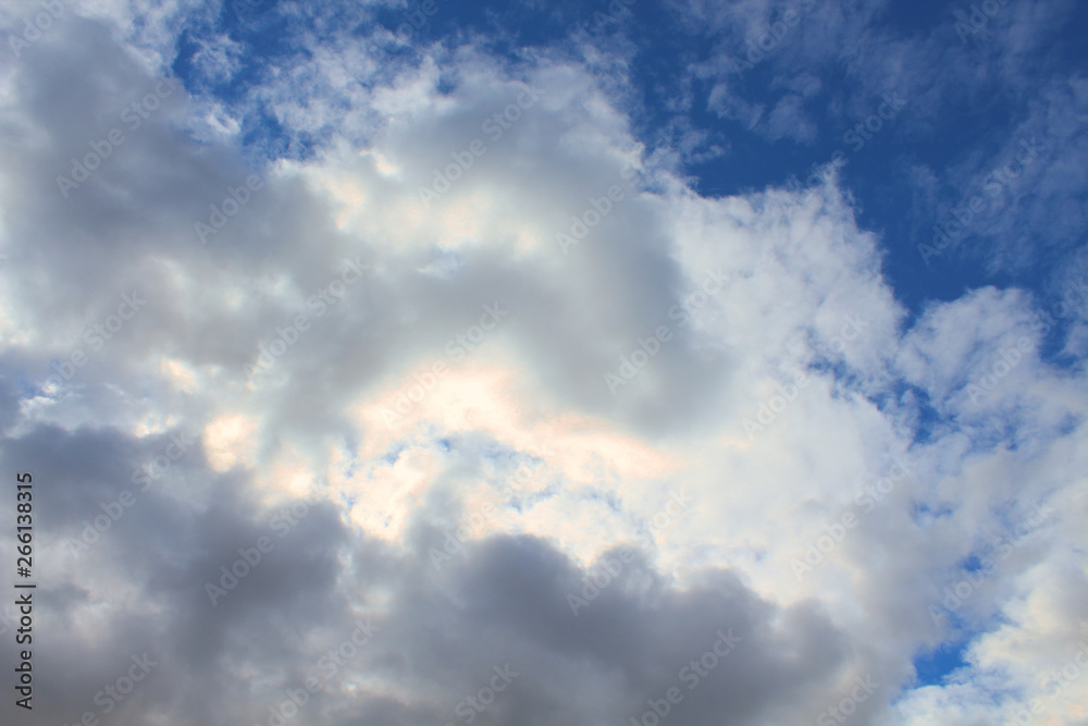 Rain cumulus clouds. Close-up. Background. Texture.