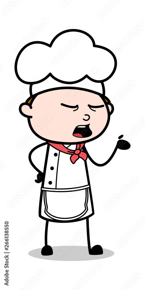 Hand Gesture While Discussion - Cartoon Waiter Male Chef Vector Illustration Hand Gesture While Discussion - Cartoon Waiter Male Chef Vector Illustration