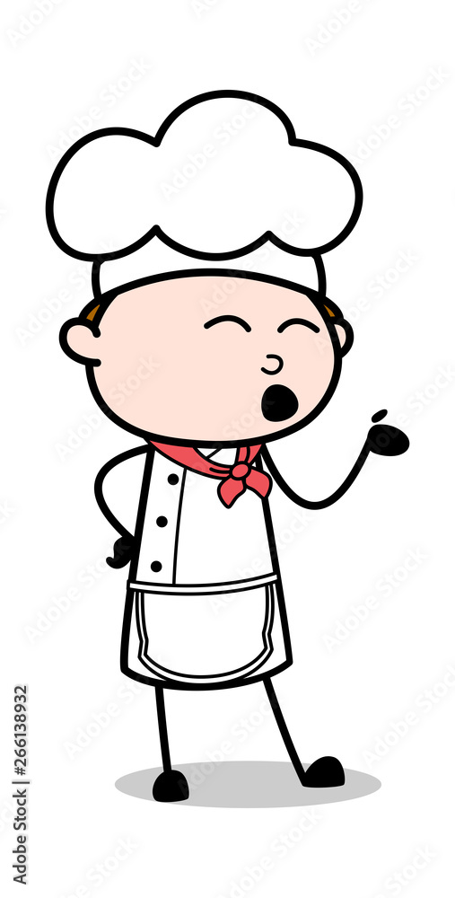 Face Expression While Talking - Cartoon Waiter Male Chef Vector Illustration Face Expression While Talking - Cartoon Waiter Male Chef Vector Illustration