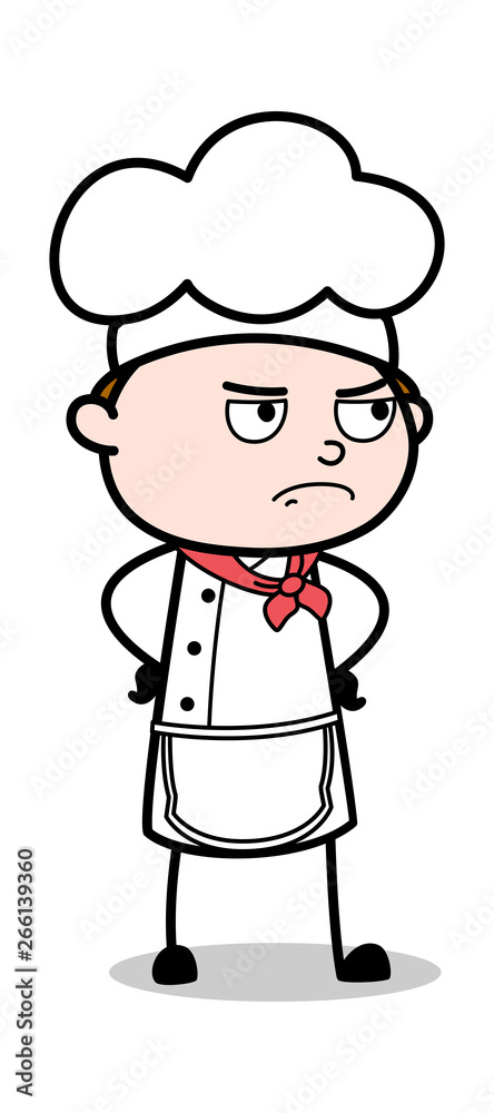 Aggressive Mood - Cartoon Waiter Male Chef Vector Illustration Aggressive Mood - Cartoon Waiter Male Chef Vector Illustration