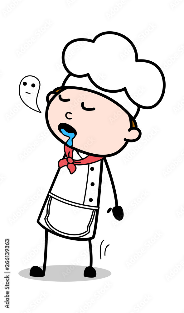 Spirit Leaving Body - Cartoon Waiter Male Chef Vector Illustration Spirit Leaving Body - Cartoon Waiter Male Chef Vector Illustration