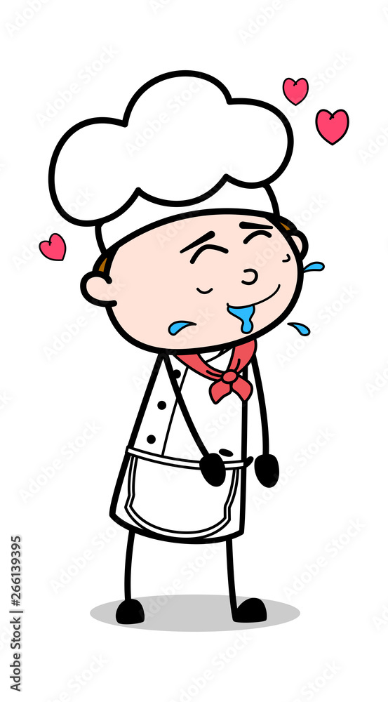Crazy Lover - Cartoon Waiter Male Chef Vector Illustration﻿