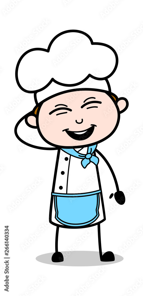 Funny Laugh - Cartoon Waiter Male Chef Vector Illustration Funny Laugh - Cartoon Waiter Male Chef Vector Illustration