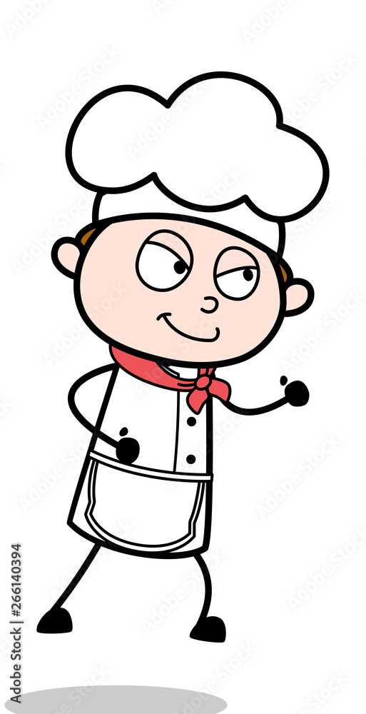 Running Pose - Cartoon Waiter Male Chef Vector Illustration﻿