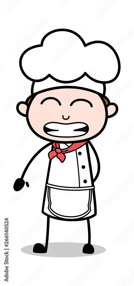 Fake Smile - Cartoon Waiter Male Chef Vector Illustration Fake Smile - Cartoon Waiter Male Chef Vector Illustration
