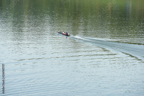 Community and residential views And the way of life of people Along the lake in a large dam at Sangkhla Buri District, Kanchanaburi Province, Thailand photo